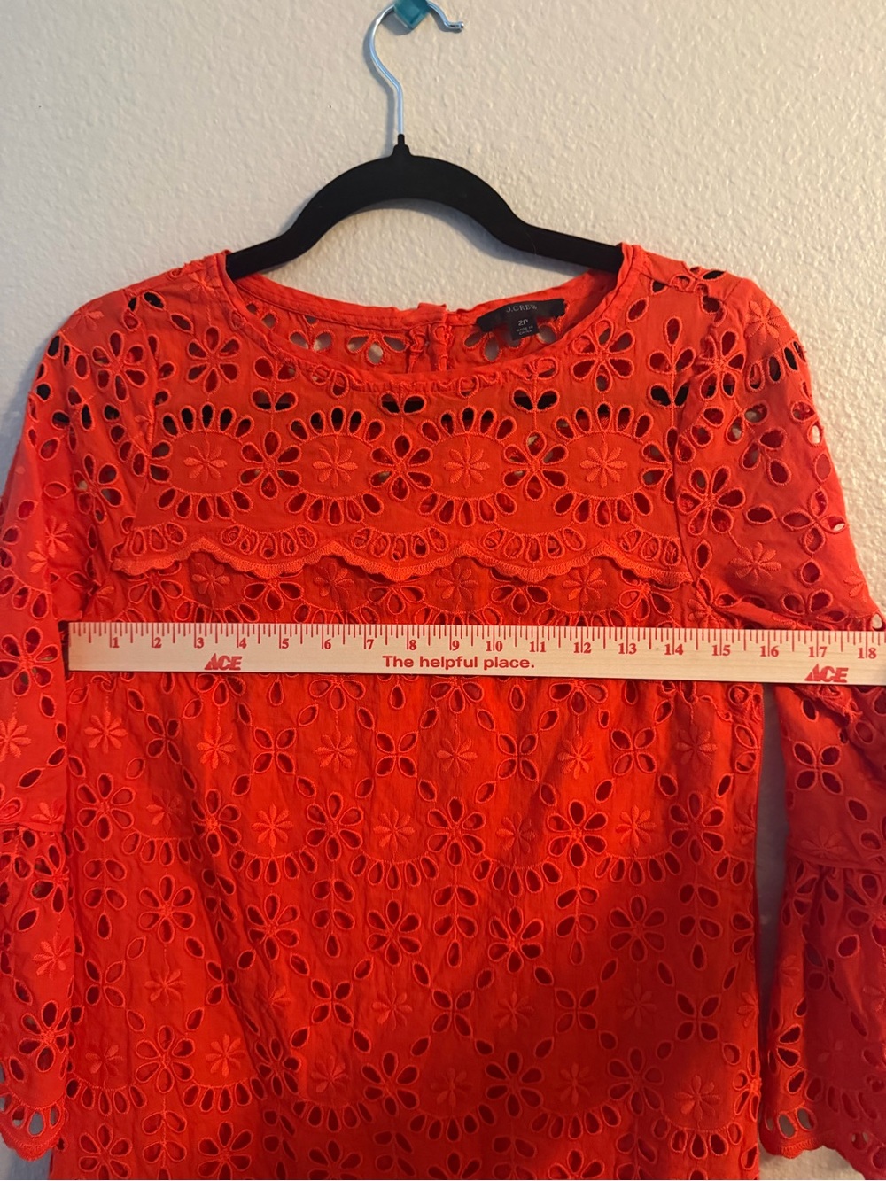 J. Crew Orange Eyelet Bell-Sleeve Shift Dress Size 2P - Picture 10 of 12